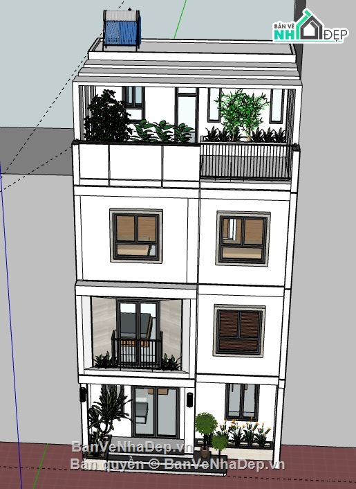 Nhà phố 4 tầng,file su nhà phố 4 tầng,nhà phố 4 tầng file su,model su nhà phố 4 tầng,nhà phố 4 tầng sketchup