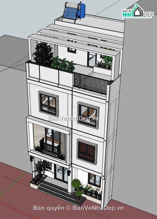Nhà phố 4 tầng,file su nhà phố 4 tầng,nhà phố 4 tầng file su,model su nhà phố 4 tầng,nhà phố 4 tầng sketchup