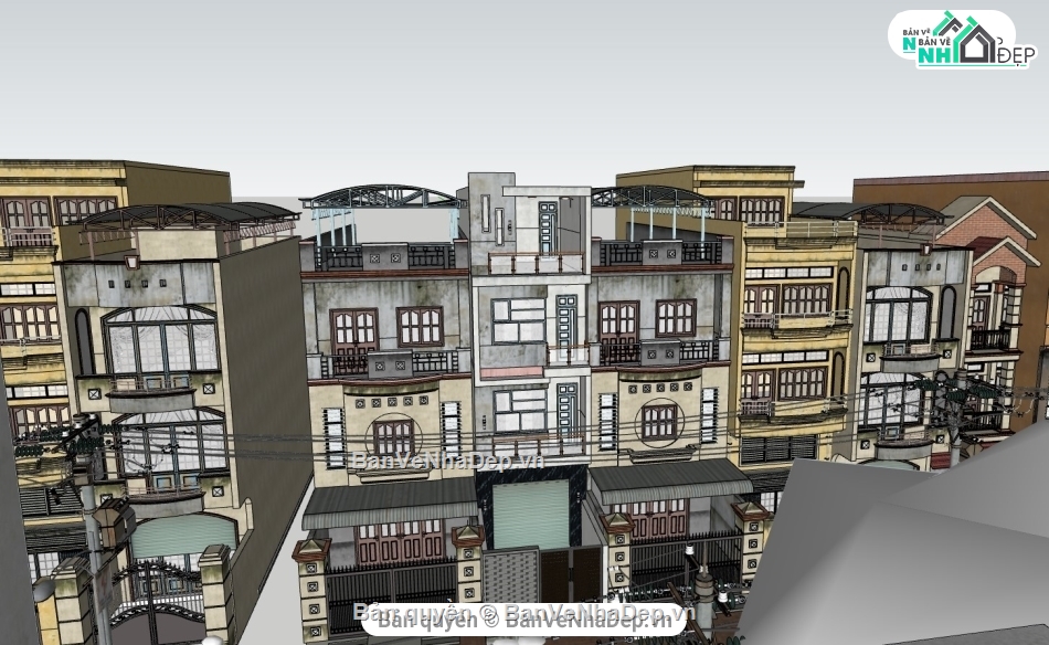 file nhà 4 tầng,nhà 4 tầng hiện đại,nhà phố sketchup