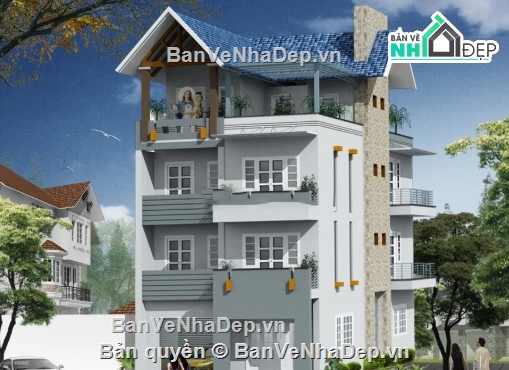 Nhà phố 4 tầng,kiến trúc 4 tầng,Nhà phố,file cad nhà phố 4 tầng