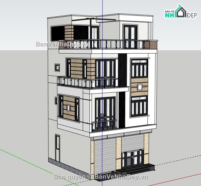 Nhà phố 4 tầng,model su nhà phố 4 tầng,file sketchup nhà phố 4 tầng,nhà phố 4 tầng file su,file su nhà phố 4 tầng