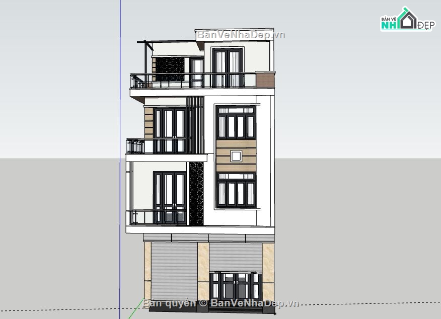 Nhà phố 4 tầng,model su nhà phố 4 tầng,file sketchup nhà phố 4 tầng,nhà phố 4 tầng file su,file su nhà phố 4 tầng