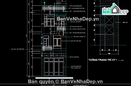 nhà phố 4 tầng,cad nhà phố 4 tầng,nhà phố 4 tầng file cad