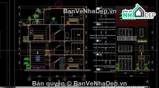 nhà phố 4 tầng,file cad nhà phố 4 tầng,nhà phố file cad,bản vẽ nhà phố