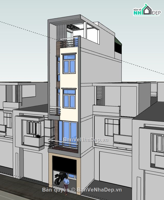 Nhà phố 5 tầng,model su nhà phố 5 tầng,file sketchup nhà phố 5 tầng,nhà phố 5 tầng file su,nhà phố 5 tầng file sketchup