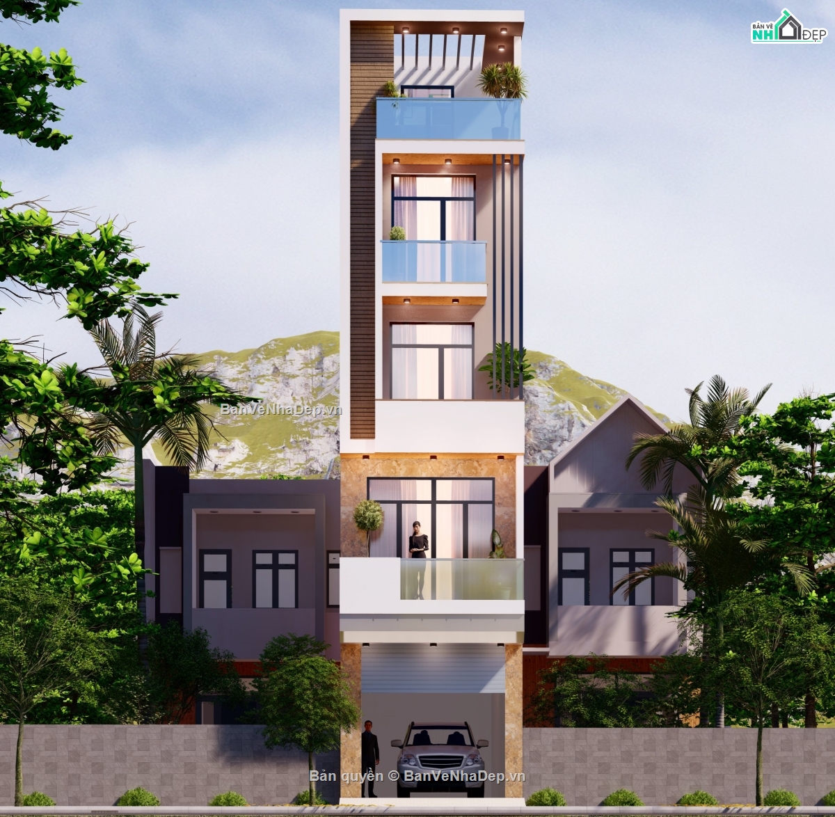 Nhà phố 5 tầng,bản vẽ nhà phố,nhà phố