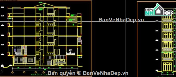 nhà phố 6 tầng,cad nhà phố 6 tầng,autocad nhà phố 6 tầng