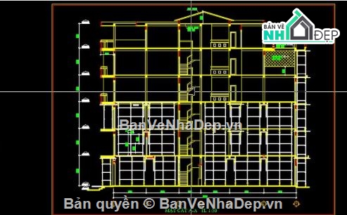 nhà phố 6 tầng,cad nhà phố 6 tầng,autocad nhà phố 6 tầng