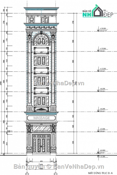 nhà phố 6 tầng,file cad nhà phố 6 tầng,file autocad nhà phố 6 tầng,nhà phố 6 tầng cad