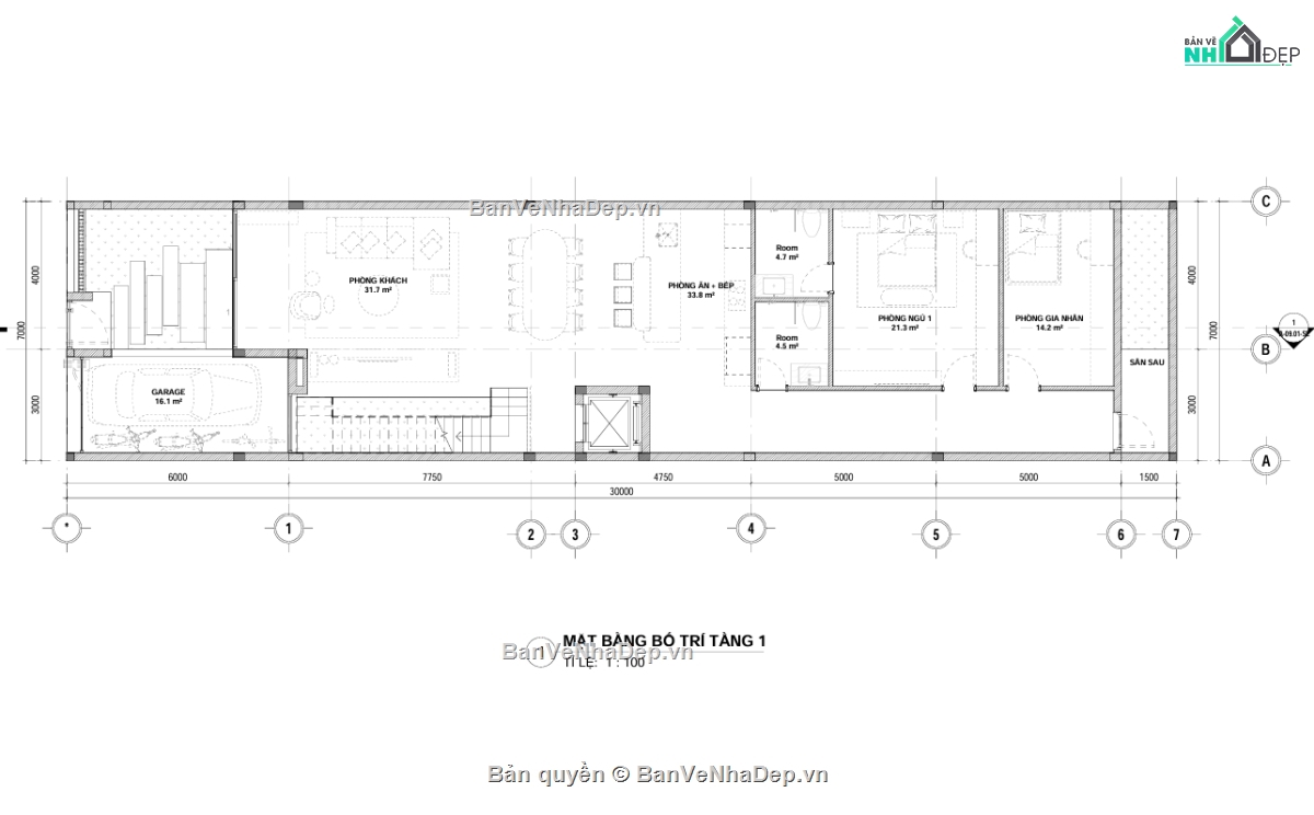thiết kế nhà phố 3 tầng,kiến trúc nhà phố,bản vẽ nhà phố