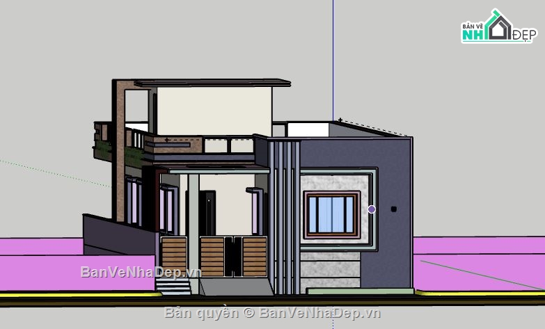 Nhà phố 1 tầng,model su nhà phố 1 tầng,sketchup nhà phố 1 tầng