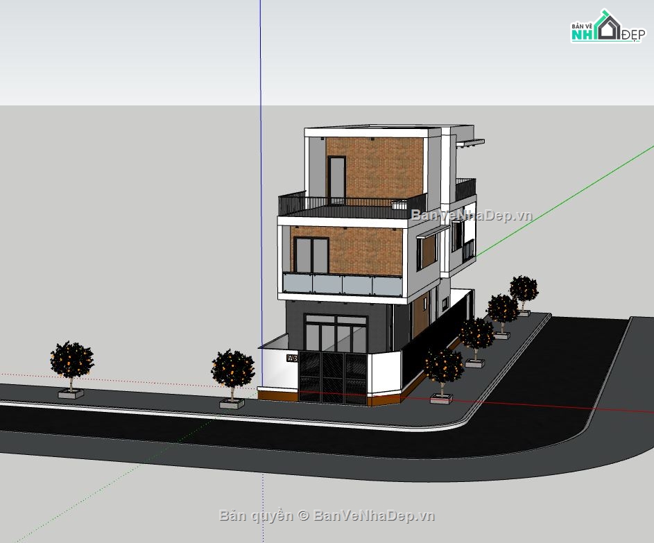 Nhà lô góc 3 tầng hiện đại,nhà phố 2 mặt tiền 4.6x15m,thiết kế nhà 3 tầng 4.6x15m