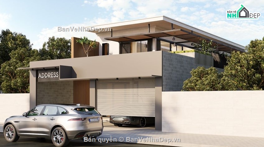 nhà phố mái bằng,nhà 2 tầng hiện đại,nhà hiện đại