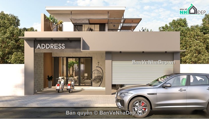 nhà phố mái bằng,nhà 2 tầng hiện đại,nhà hiện đại