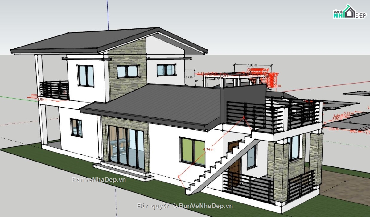 Nhà phố 2 tầng,model su nhà phố 2 tầng,nhà phố 2 tầng file su,sketchup nhà phố 2 tầng,nhà phố 2 tầng file sketchup,nhà phố 2 tầng sketchup