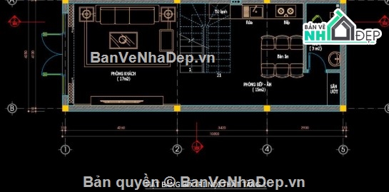 nhà phố 2 tầng 1 tum,file cad nhà phố 2 tầng,bản vẽ nhà phố 2 tầng 1 tum