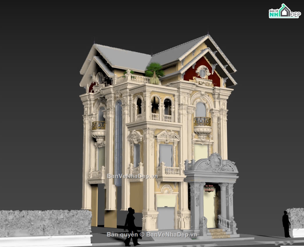 nhà phố mái thái,nhà tân cổ điển mái thái,nhà phố 3 tầng tân cổ