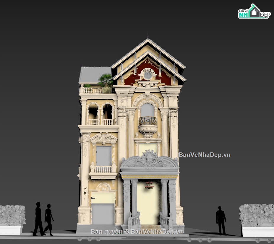 nhà phố mái thái,nhà tân cổ điển mái thái,nhà phố 3 tầng tân cổ