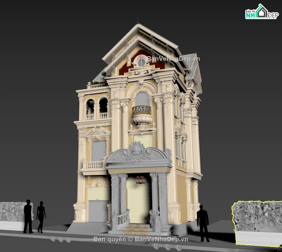 nhà phố mái thái,nhà tân cổ điển mái thái,nhà phố 3 tầng tân cổ