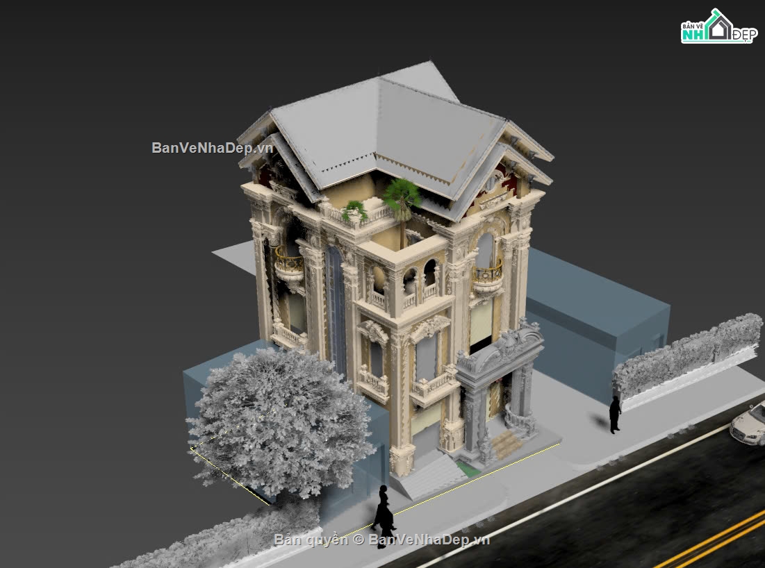 nhà phố mái thái,nhà tân cổ điển mái thái,nhà phố 3 tầng tân cổ