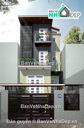 Nhà phố,nhà phố 3 tầng,cad nhà phố 3 tầng