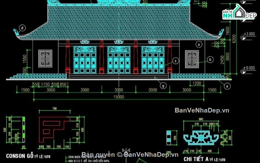 nhà thờ họ 5 gian,file cad nhà thờ họ 5 gian,nhà thờ họ 5 gian file cad