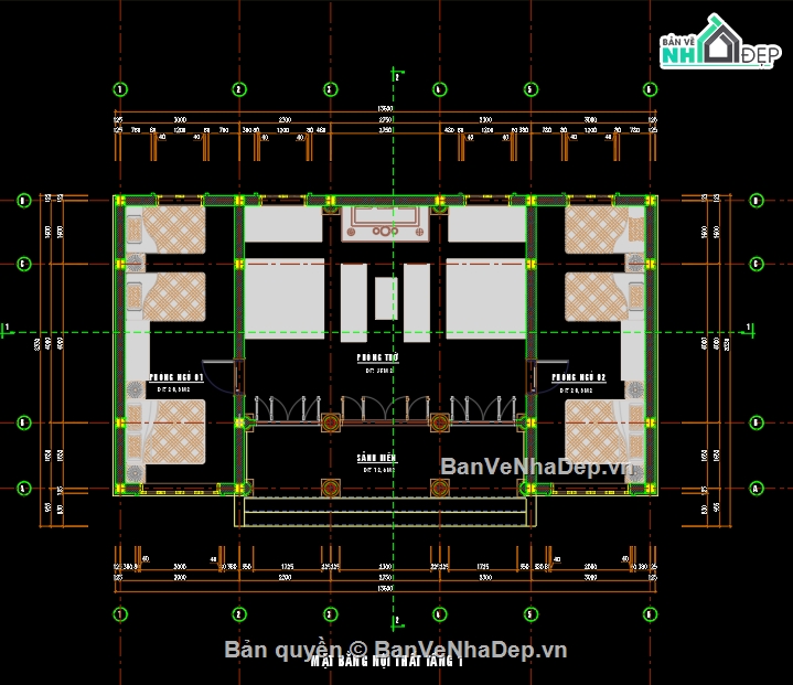 Nhà thờ họ 5 gian KT8x16m,nhà thờ họ,nhà thờ đẹp,nhà thờ họ có phòng ngủ,nhà thờ 5 gian,bản vẽ nhà thờ