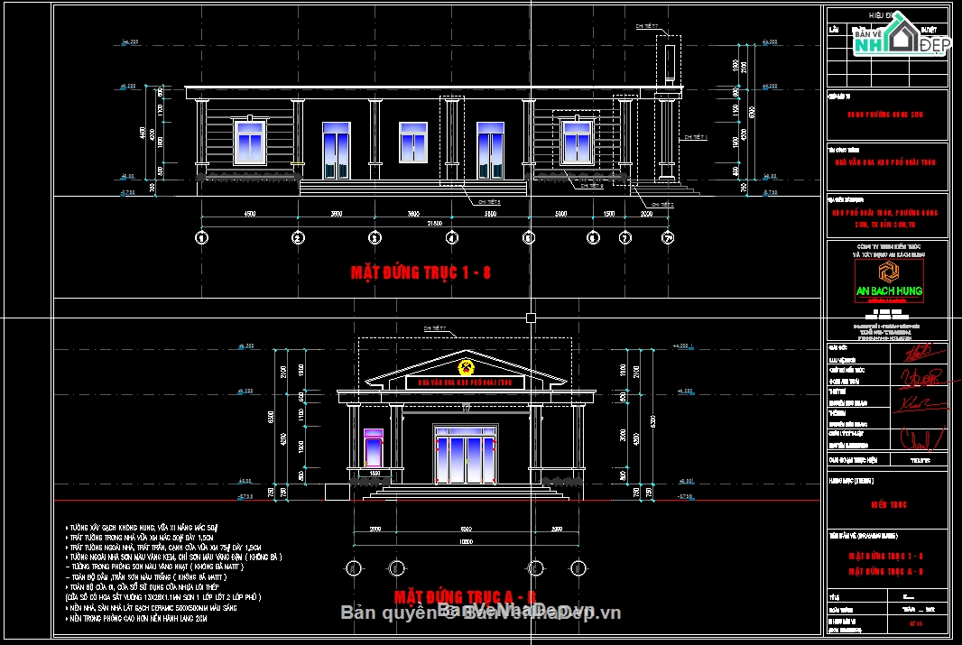 Nhà văn hóa hiện đại,kích thước 10x20m,kiến trúc nhà văn hóa