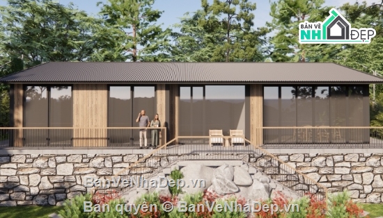 nhà vườn 1 tầng,cad nhà vườn 1 tầng,file cad nhà vườn 1 tầng