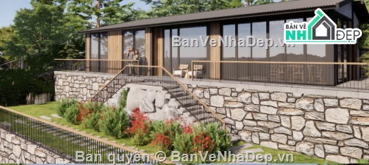 nhà vườn 1 tầng,cad nhà vườn 1 tầng,file cad nhà vườn 1 tầng