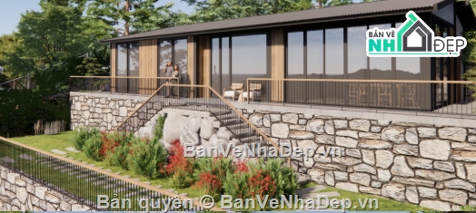 nhà vườn 1 tầng,cad nhà vườn 1 tầng,file cad nhà vườn 1 tầng