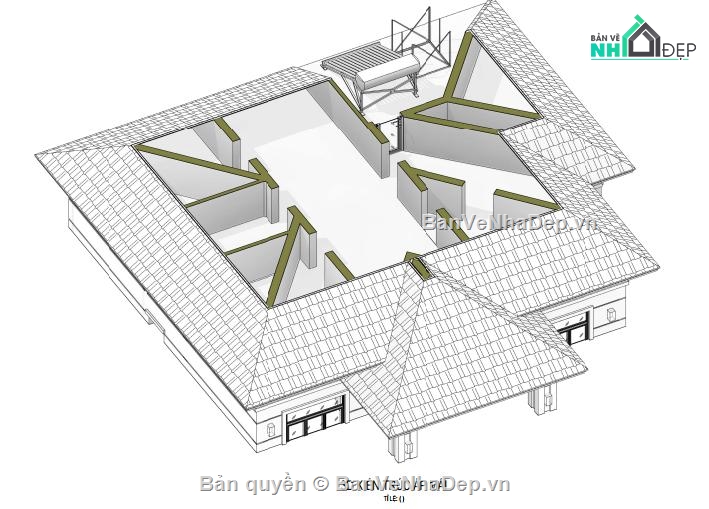 nhà mái nhật,biệt thự 1 tầng mái nhật,revit biệt thự 1 tầng mái nhật