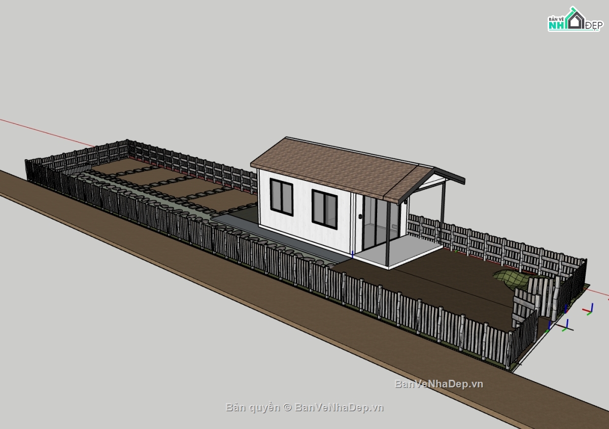 nhà vườn,nhà lắp ghép,sân vườn