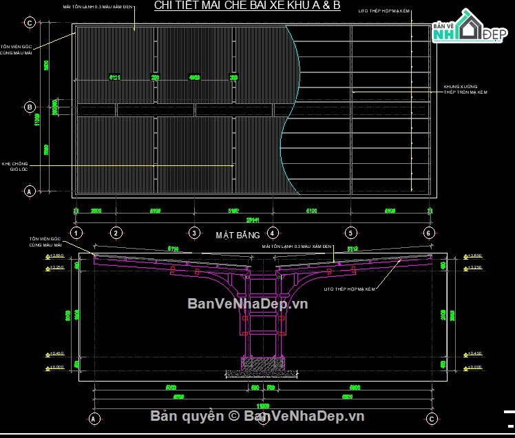 Khung thép,file cad khung thép,file cad nhà xe khung thép,bản vẽ khung thép,khung thép file cad