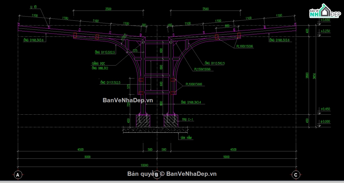 Khung thép,file cad khung thép,file cad nhà xe khung thép,bản vẽ khung thép,khung thép file cad