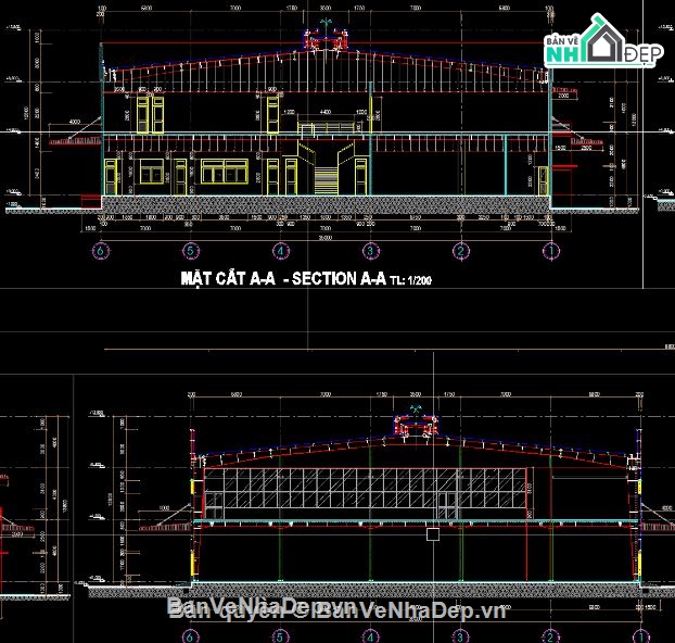 nhà xưởng 2 tầng,file cad nhà xưởng,nhà xưởng 2 tầng file cad