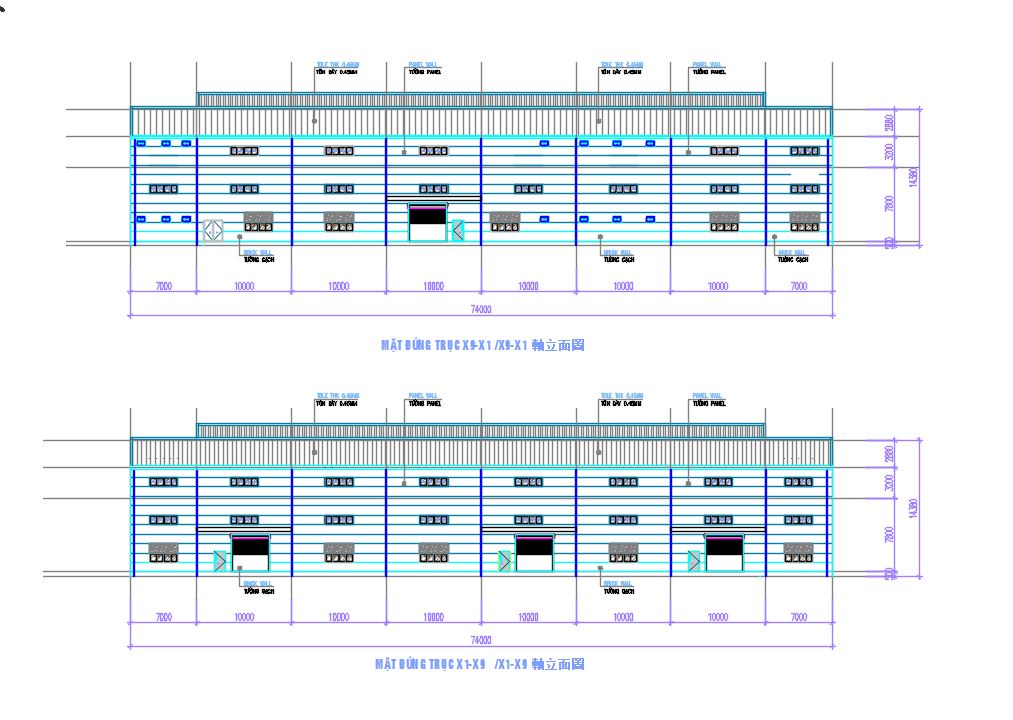 Nhà xưởng kích thước 58x74,Nhà kho kích thước 58x74m,Kiến trúc nhà xưởng 58x74m