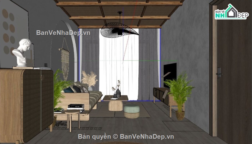 model su nội thất khách bếp,nội thất khách bếp sketchup,sketchup phòng khách bếp,sketchup nội thất phòng khách bếp