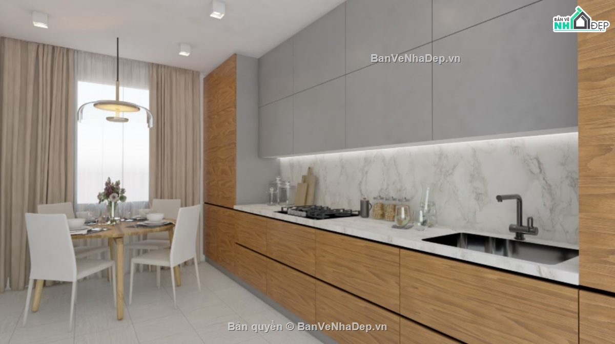 phòng bếp sketchup,Nội thất phòng bếp sketchup,phòng bếp hiện đại