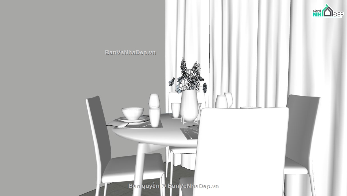 phòng bếp sketchup,Nội thất phòng bếp sketchup,phòng bếp hiện đại