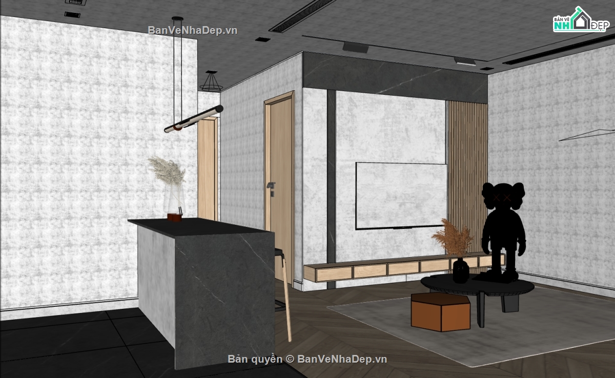 file sketchup phòng bếp,nội thất phòng bếp sketchup,thiết kế phòng bếp file su,model su phòng bếp