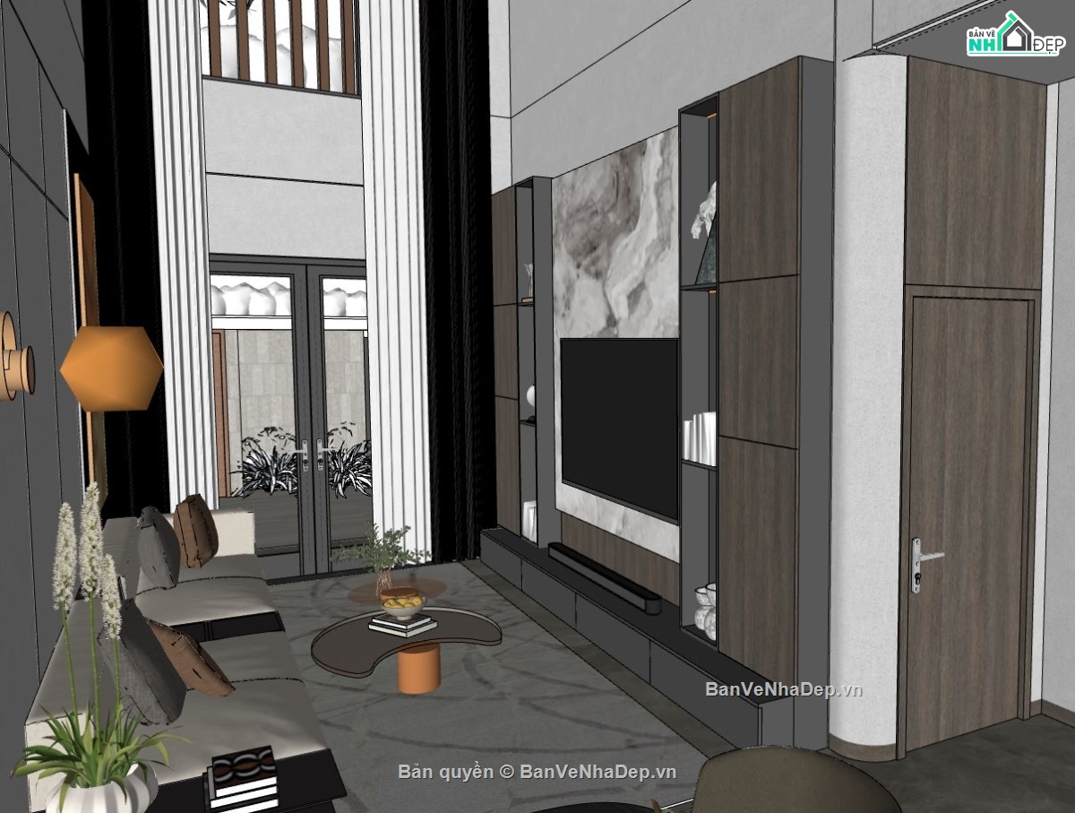 Phòng khách bếp file sketchup,file sketchup phòng khách bếp,phòng khách bếp model su,model su phòng khách bếp