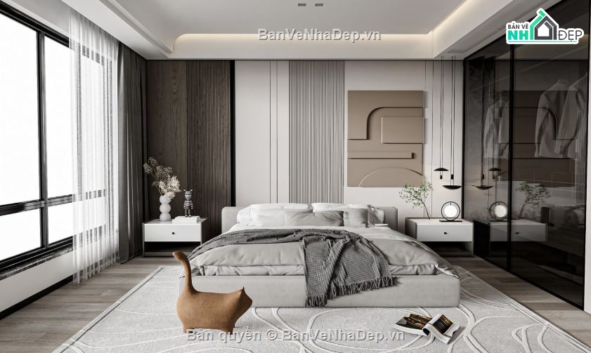 Nội thất phòng ngủ sketchup,file sketchup phòng ngủ,model su phòng ngủ,phòng ngủ file sketchup