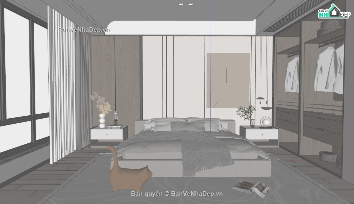 Nội thất phòng ngủ sketchup,file sketchup phòng ngủ,model su phòng ngủ,phòng ngủ file sketchup