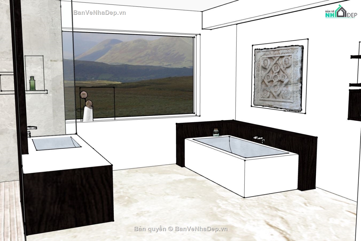 phòng tắm sketchup,sketchup model phòng tắm,nội thất phòng tắm