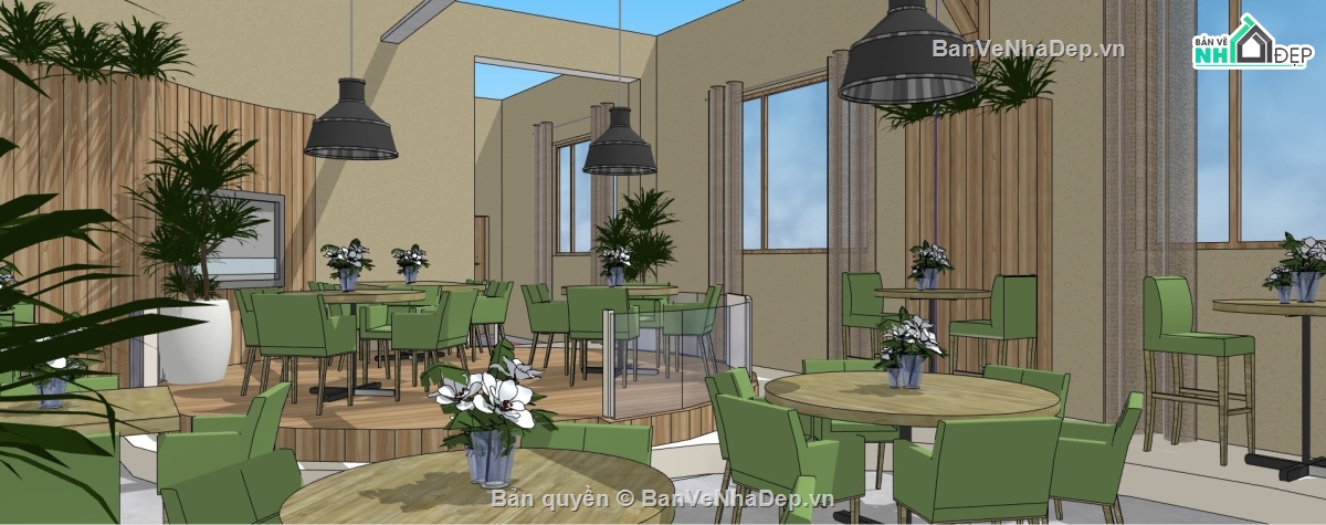 file su quán cafe,su quán cafe,file sketchup quán cafe