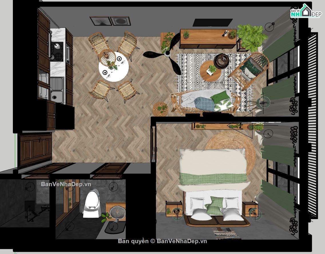 chung cư mini,sketchup nội thất chung cư,model su nội thất chung cư,mẫu nội thất chung cư