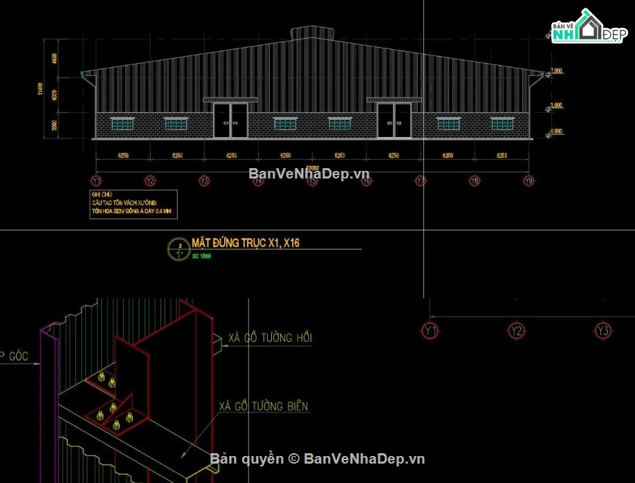 xưởng công nghiệp,Nhà công nghiệp,nhà xưởng file cad