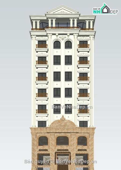 khách sạn 8 tầng,sketchup khách sạn,file su khách sạn 8 tầng
