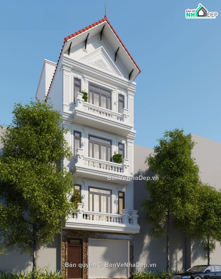 nhà 4 tầng,nhà phố cổ điển,nhà phố tân cổ điển
